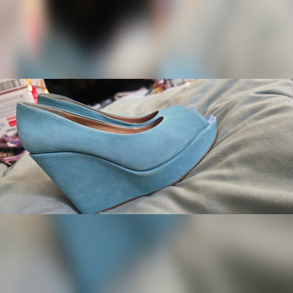 Elegant Blue Wedge Heels